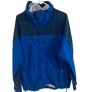 MARMOT Jacket Men's Blue Outdoor Full Zip Hooded Windbreaker Rain Size Large L